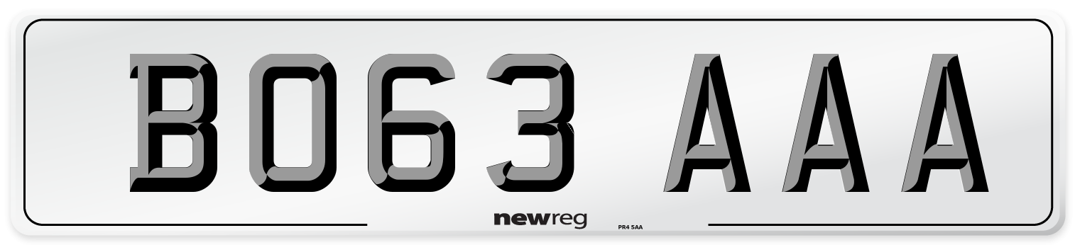 BO63 AAA Number Plate from New Reg
